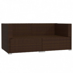 2-Sitzer-Sofa mit Kissen Braun Poly Rattan