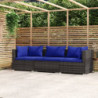 3-Sitzer-Sofa mit Kissen Grau Poly Rattan