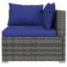 3-Sitzer-Sofa mit Kissen Grau Poly Rattan