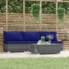 4-tlg. Garten-Lounge-Set mit Kissen Grau Poly Rattan