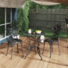 3-tlg. Bistro-Set Aluminiumguss Schwarz