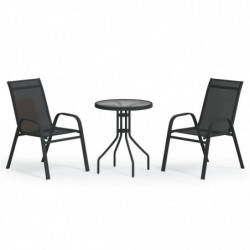 3-tlg. Garten-Bistro-Set Schwarz