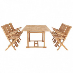 7-tlg. Garten-Essgruppe 150-200 x 100 x 75 cm Massivholz Teak