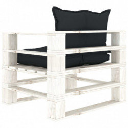 Garten-Palettensofa mit Anthrazit-Kissen Holz