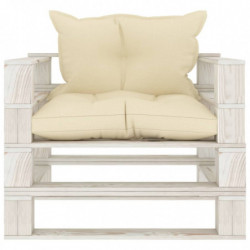 Garten-Palettensofa mit Creme-Kissen Holz