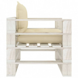 Garten-Palettensofa mit Creme-Kissen Holz