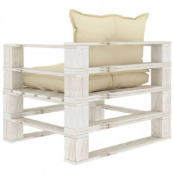 Garten-Palettensofa mit Creme-Kissen Holz