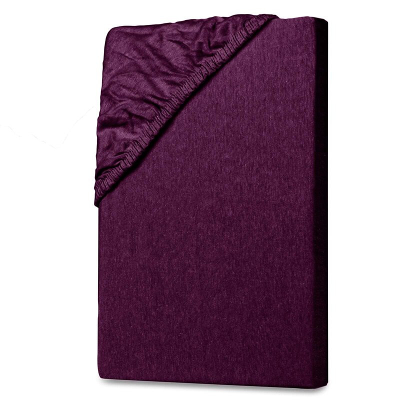 Jersey Spannbettlaken Extralang 100x220cm Aubergine