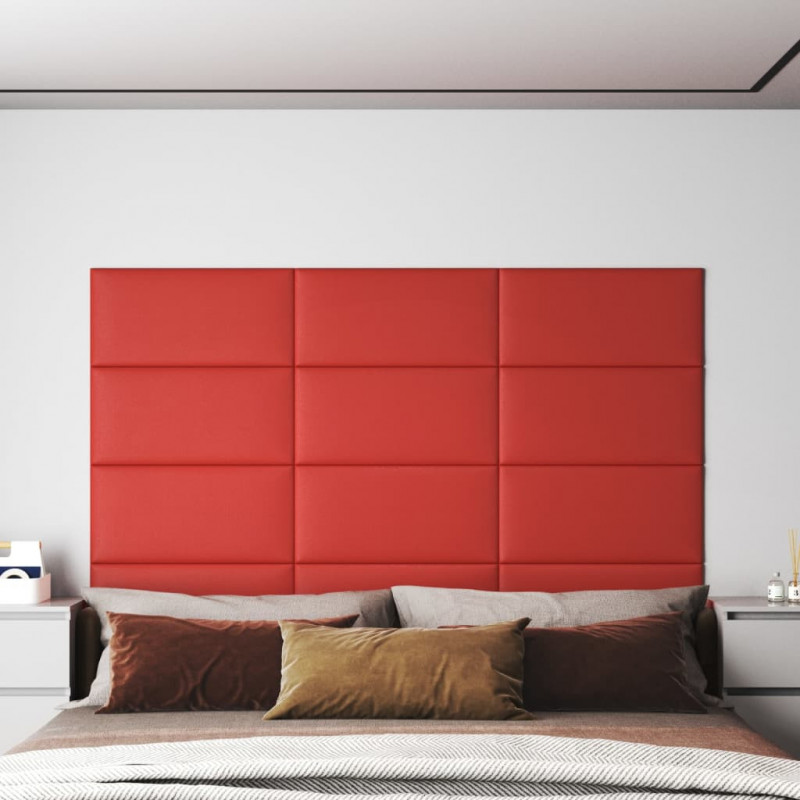 Wandpaneele 12 Stk. Rot 60x30 cm Kunstleder 2,16 m²