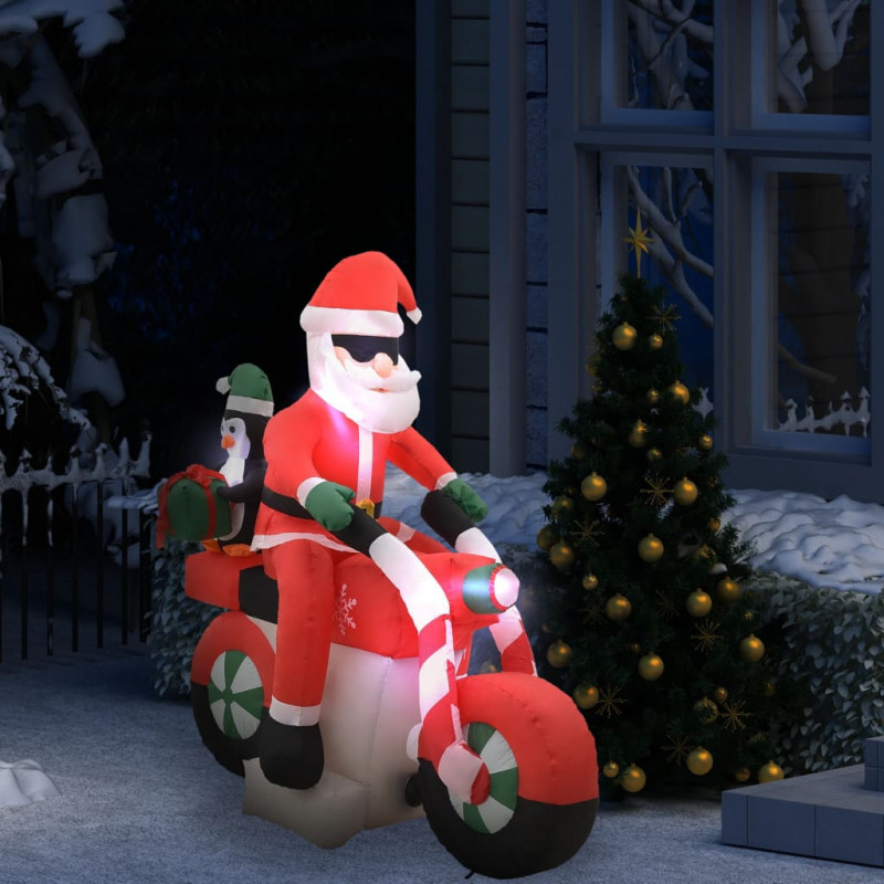 Aufblasbarer Weihnachtsmann auf Motorrad LED IP44 160 cm