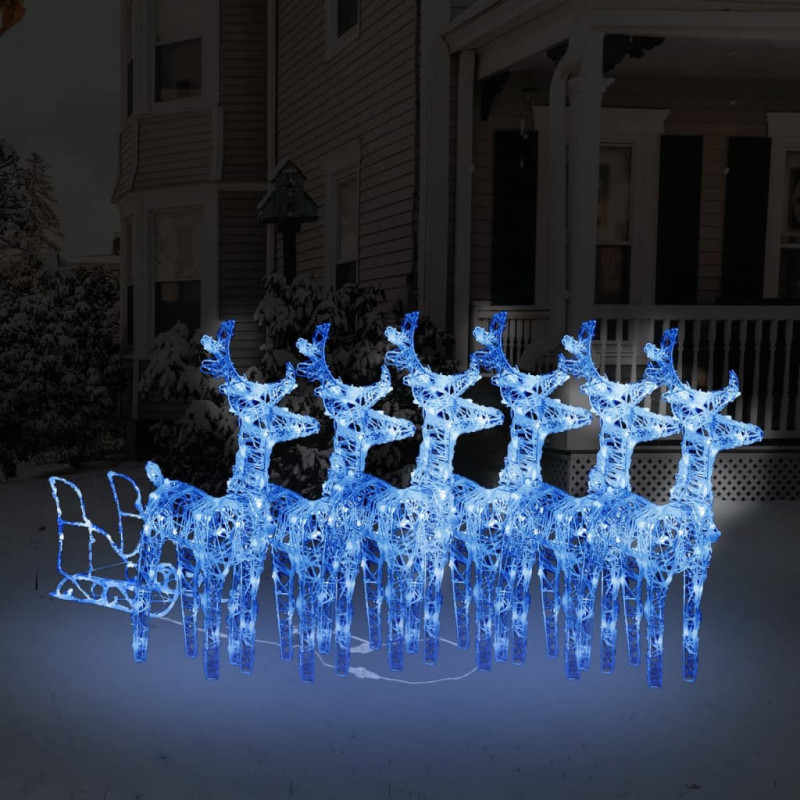 Weihnachtsdekoration Rentiere mit Schlitten 320 LEDs Acryl