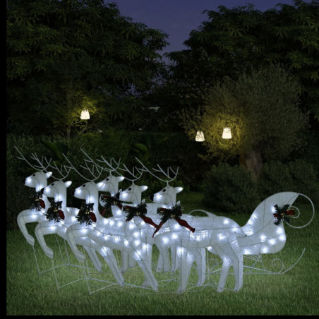 Weihnachtsdekoration Rentiere & Schlitten 140 LEDs Outdoor Weiß