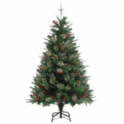 Weihnachtsbaum mit LEDs & Kiefernzapfen Grün 120 cm PVC & PE