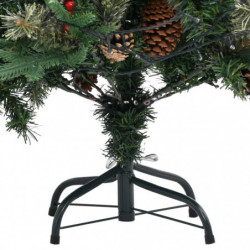 Weihnachtsbaum mit LEDs & Kiefernzapfen Grün 120 cm PVC & PE