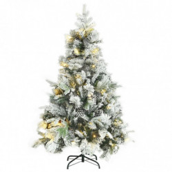 Weihnachtsbaum mit LEDs & Zapfen Beschneit 150 cm PVC & PE