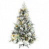 Weihnachtsbaum mit LEDs & Zapfen Beschneit 150 cm PVC & PE