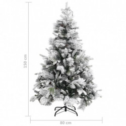 Weihnachtsbaum mit LEDs & Zapfen Beschneit 150 cm PVC & PE