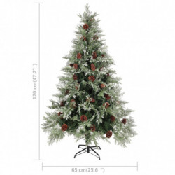 Weihnachtsbaum mit LEDs & Zapfen Grün & Weiß 120 cm PVC & PE