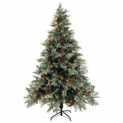 Weihnachtsbaum mit LEDs & Zapfen Grün & Weiß 150 cm PVC & PE