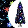 Weihnachtsbaum mit LED-Schneeflocken Schwarz 210 cm Fiberoptik