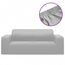 Stretch Sofahusse 2-Sitzer Grau Polyester-Jersey