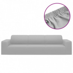 Stretch Sofahusse 4-Sitzer Grau Polyester-Jersey