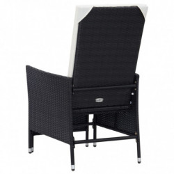 2-tlg. Garten-Lounge-Set Attila mit Auflagen Poly Rattan Schwarz