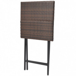 3-tlg. Bistro-Set Cheyenne Klappbar Stahl Poly Rattan Braun