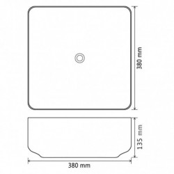 Waschbecken Keramik Quadratisch Schwarz 38 x 38 x 13,5 cm