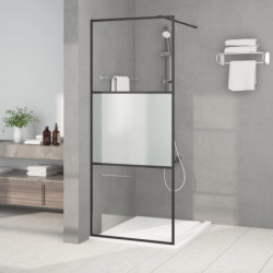 Duschwand für Begehbare Dusche Schwarz 80x195 cm Halbmatt ESG