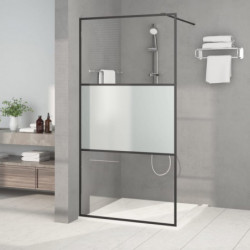 Duschwand für Begehbare Dusche Schwarz 100x195 cm Halbmatt ESG