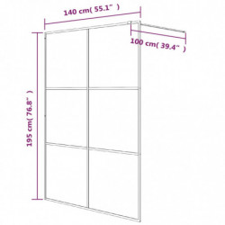 Duschwand für Begehbare Dusche Schwarz 140x195 cm Halbmatt ESG