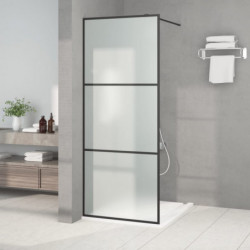 Duschwand für Begehbare Dusche Schwarz 80x195 cm Matt ESG-Glas
