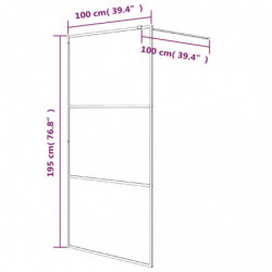 Duschwand für Walk-In Dusche Schwarz 100x195 cm ESG Mattiert