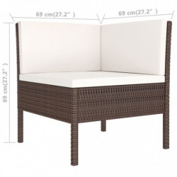 3-tlg. Garten-Lounge-Set Bonito mit Auflagen Poly Rattan Braun