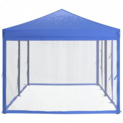 Partyzelt Faltbar mit Seitenwänden Blau 3x6 m