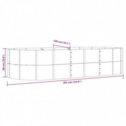 Pflanzkübel Silber 291x140x68 cm Pulverbeschichteter Stahl