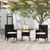 3-tlg. Garten-Essgruppe Poly Rattan Schwarz