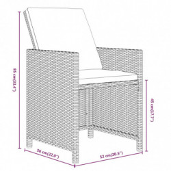 11-tlg. Garten-Essgruppe mit Kissen Poly Rattan Grau