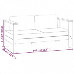 3-tlg. Garten-Lounge-Set mit Dunkelgrauen Kissen Massivholz