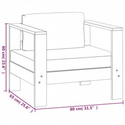 5-tlg. Garten-Lounge-Set mit Dunkelgrauen Kissen Massivholz