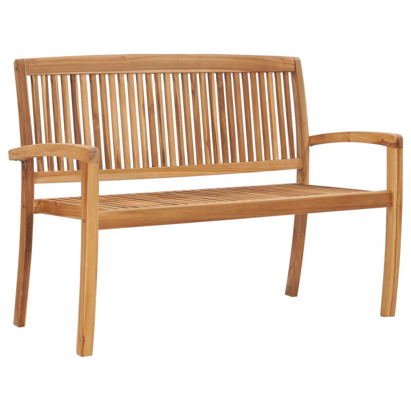 Stapelbare 2-Sitzer Gartenbank 128,5 cm Massivholz Teak