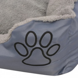 Hundebett mit gepolstertem Kissen Größe M Grau