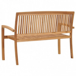 Stapelbare 2-Sitzer Gartenbank 128,5 cm Massivholz Teak