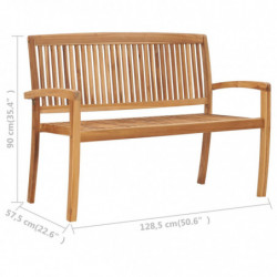 Stapelbare 2-Sitzer Gartenbank 128,5 cm Massivholz Teak