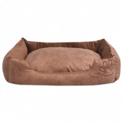 Hundebett mit Kissen PU Kunstleder Größe S Beige