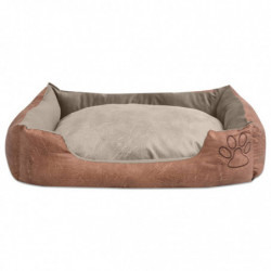 Hundebett mit Kissen PU Kunstleder Größe XXL Beige