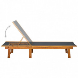 Sonnenliege mit Tisch Akazie Massivholz und Textilene