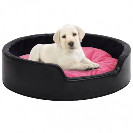 Hundebett Schwarz-Pink 99x89x21 cm Plüsch und Kunstleder