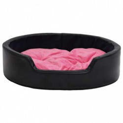 Hundebett Schwarz-Pink 99x89x21 cm Plüsch und Kunstleder